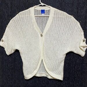 Sapphire Star White/Cream Short-Sleeve Button Front Cardigan